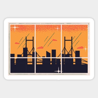 Animated Cityscape New York City NYC Sticker